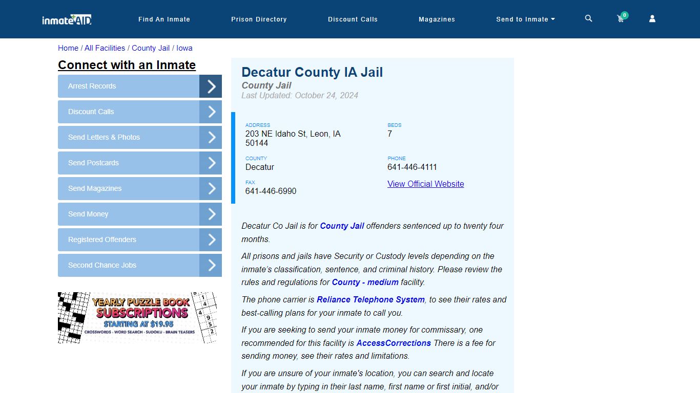 Decatur County IA Jail - Inmate Locator